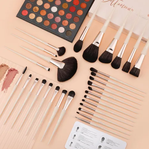 Vista 3 de docolor - Juego de 30 brochas de maquillaje profesionales Kabuki sintéticas de primera calidad, brocha de mezcla para base, polvo facial, rubor