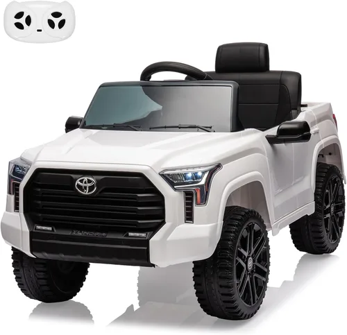 Vista 11 de Auto de paseo de 12 V para niños, camión Toyota con licencia, automóvil eléctrico a batería con música, luces LED, sistema de suspensión, puertas