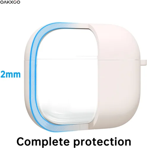 Vista 4 de Oakxco Funda de silicona para Airpods 3, bonita funda rígida femenina para Airpods de 3ª generación con llavero, gel de goma colorido suave de TPU