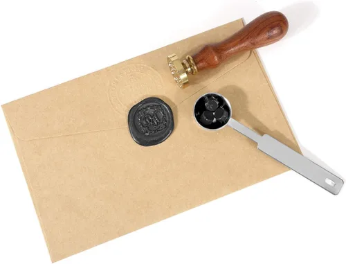 Vista 6 de Yoption - Juego de 300 cuentas de cera octágona, con 2 cucharas de fusión y 4 velas para sobres de invitación de boda, envoltura de regalo (negro)