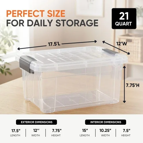 Vista 49 de Superio - Contenedores de almacenamiento de plástico transparente de 1.27 cuartos de galón con tapas, contenedores organizadores apilables, cajas