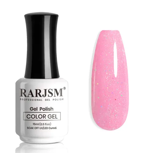 Vista 17 de RARJSM Esmalte de uñas en gel color albaricoque, dorado con brillantina, neutro, transparente, color nude, esmalte de gel para remojar para remojar