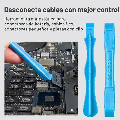 Vista 7 de HowFixit Kit de herramientas de apertura electrónica 12 en 1, juego profesional de spudger antiestático con herramientas de palanca de plástico