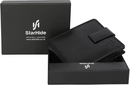 Vista 7 de STARHIDE Cartera de cuero real con cierre RFID para hombre 1180