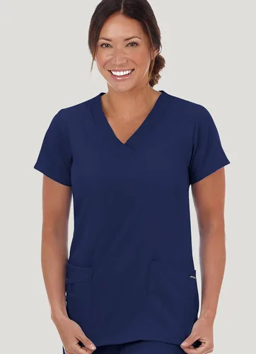 Vista 3 de Jockey Camisa médica cruzada con cuello en V WOV para mujer