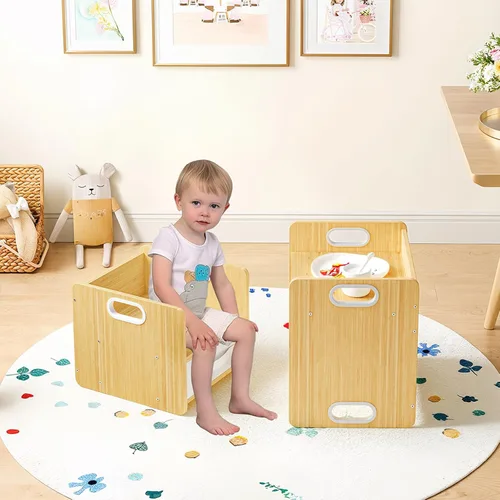 Vista 9 de HOOBRO Juego de mesa y silla de destete, juego de mesa y silla para niños, muebles para niños de 1 a 3 años, mesa y silla para lectura para niños