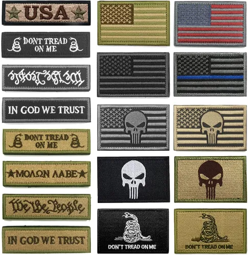 Vista 6 de WZT - Conjunto de 8 piezas de parches tácticos de moral con bandera americana, militar