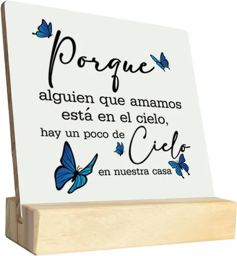Vista 7 de Placa de madera de condolencia, regalo religioso español para la pérdida de un ser querido, soporte de madera, letrero de estilo español, regalo
