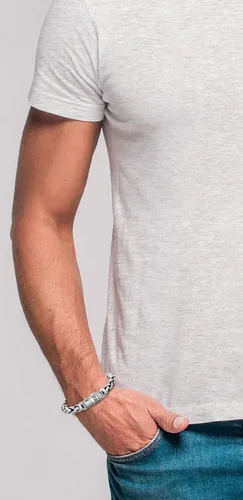 Vista 3 de kuzzoi Pulsera bizantina redonda de plata de ley 925 para hombre, longitud 8.27 pulgadas - 9.05 pulgadas, ancho 0.39 pulgadas, 2.11 onzas