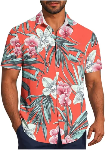 Vista 11 de Zeiyignr Camisa hawaiana para hombre con bolsillo, manga corta, con botones, resistente a las arrugas, para playa, fiestas en la piscina, vacaciones