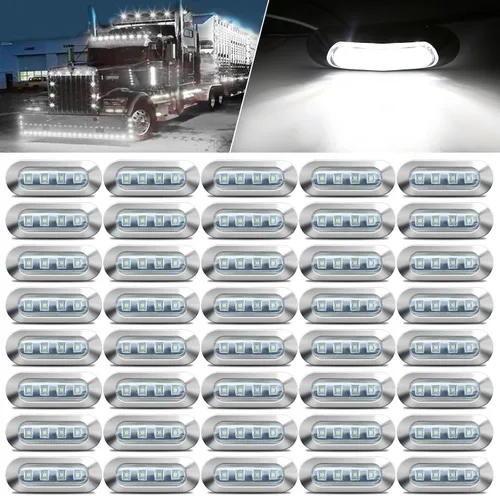 Vista 9 de ALFU 40 PCS Luces LED Ámbar DC 12-24V para Remolque, Luces Marcadoras Laterales Delanteras Traseras de Posición con Bisel Cromado para Remolque