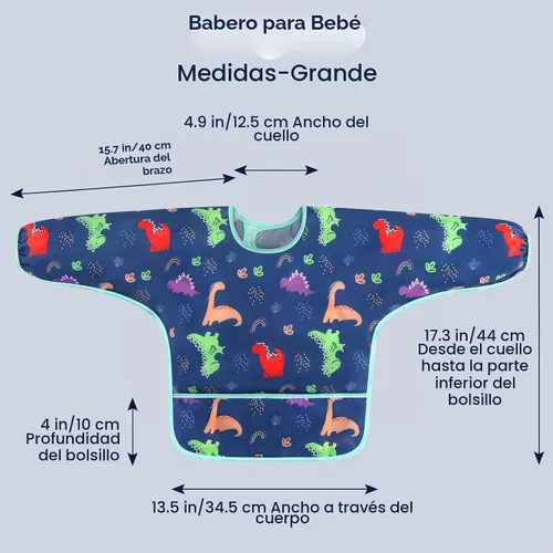 Vista 7 de Accmor 4 Pack Long Sleeve Bibs, Baby Smock Waterproof Full Sleeved Bib for Baby Toddler 6-36 Months