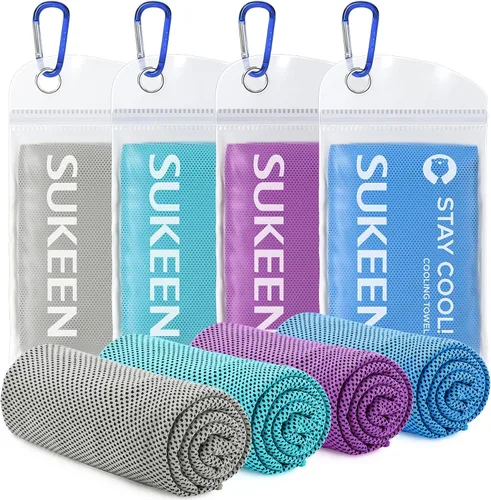 Vista 13 de Sukeen Paquete de 4 toallas refrescantes (40 x 12 pulgadas), envolturas refrescantes para el cuello, toalla de hielo, toalla fría suave