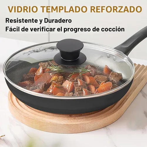 Vista 2 de Tapa de vidrio para sartenes de hierro fundido de 9.5 pulgadas, tapas templadas de 9.4 in para hornos holandeses, cubierta de sartén de 9.5 pulgadas
