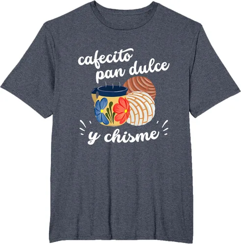 Vista 47 de Camiseta Cafecito Pan Dulce y Chisme Mexican Hispanic Pride Breakfast Negro