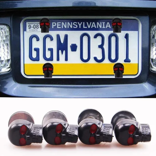 Vista 4 de Tornillos universales para placa de matrícula de automóvil y motocicleta, tornillos de marco de matrícula 3D de acero inoxidable con diseño de Negro