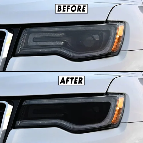 Vista 10 de SlickMod Vinilo PreCortado Tinta de Humo para Faro y Antiniebla de Jeep Grand Cherokee 2014-2021 (1. Faro, 20 por ciento de Humo Oscuro)