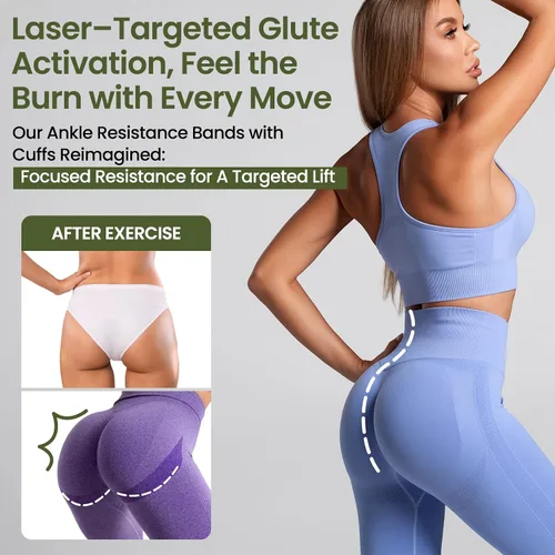 Vista 2 de VITEVER Bandas de Resistencia para Tobillo con Puños para Mujeres, Equipo de Entrenamiento de Piernas, Glúteos y Trasero para Gimnasio en Casa