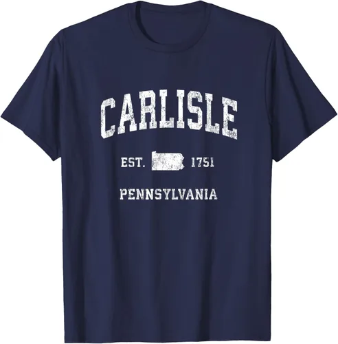 Vista 19 de Carlisle Pennsylvania PA - Camiseta deportiva vintage con diseño deportivo, Negro, S