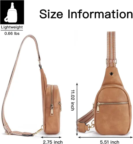 Vista 6 de Telena Riñonera pequeña para mujer, de cuero, cangureras, bolsa de pecho para mujer