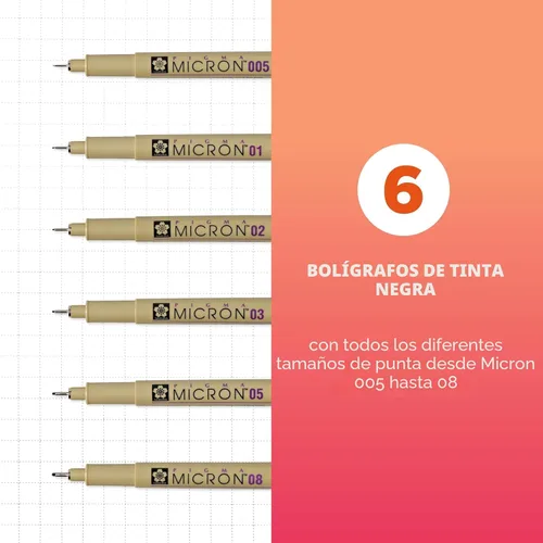 Vista 2 de Sakura Pigma Micron - Bolígrafos de punta fina - Tinta negra archivística - Bolígrafos para escritura, dibujo o diario - Tamaños de punta surtidos