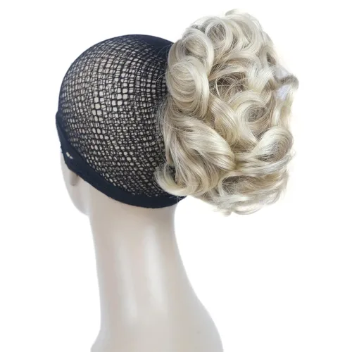 Vista 13 de Aimole Extensiones de clip de garra sintética de dama de cola de caballo gris rizado corto (48T)