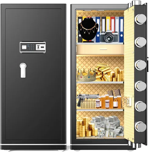 Vista 8 de Caja fuerte grande de 8.1 pies cúbicos para el hogar, caja de seguridad digital ignífuga con bolsa impermeable e ignífuga, caja de seguridad