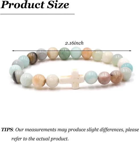 Vista 5 de Pulsera de cruz para mujer, pulsera de cristal, bautismo, primera confirmación, comunión, regalos religiosos