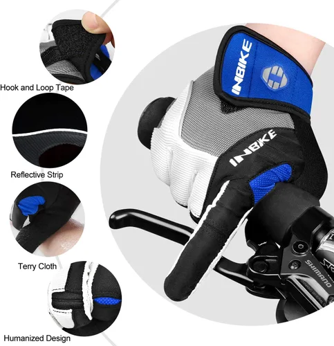 Vista 5 de INBIKE Guantes de ciclismo para hombre acolchados de gel de 0.197 in transpirables y resistentes al desgaste