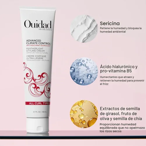 Vista 3 de Ouidad Advanced Climate Control - Crema para peinar, 2 onzas líquidas, Crema Ligera para Rizos para cabello rizado, rizos brillantes, hidratados