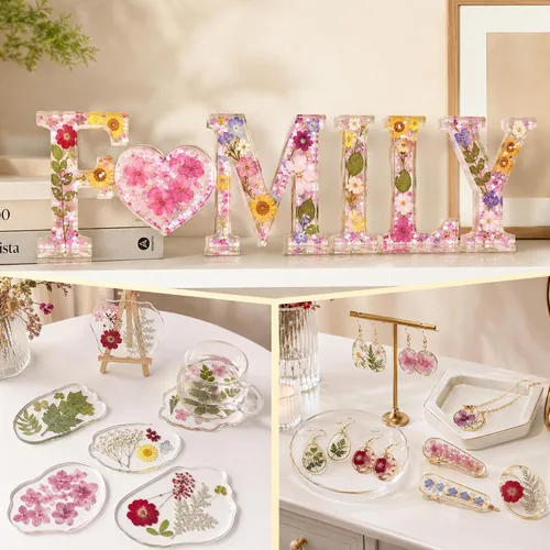 Vista 8 de 95PCS flores secas prensadas para manualidades con pinzas y bolígrafo de pegamento