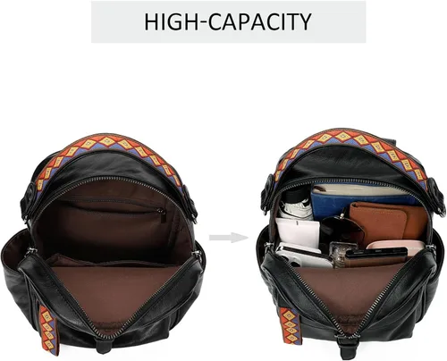 Vista 5 de KL928 Mochila pequeña para mujer, mochila de hombro a la moda, Negro -, Mochilas Daypack