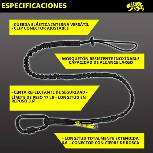 Vista 3 de BearTOOLS Cordón de seguridad para herramientas extendido de largo alcance, protección contra caídas de seguridad, bloqueo de tornillo de aluminio