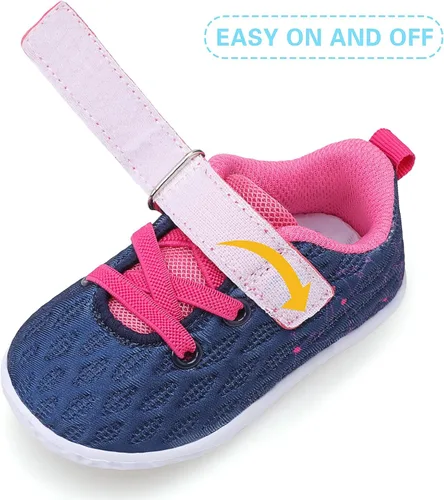Vista 2 de FEETCITY Zapatillas de bebé para niños y niñas, zapatos de primera caminata, zapatos de cuna para recién nacidos, zapatos sin cordones para niños
