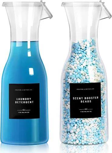 Vista 10 de Botella Dispensadora de Detergente para Ropa de 20 oz con Etiqueta Impermeable para Detergente de Ropa, Jabón, Suavizante de Telas, Blanqueador