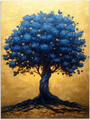 Vista 9 de VOCBAN Tree of Life Canvas Wall Art Painting Poster Nature Print Canvas Wall Art Print Artwork Living Room Bedroom Office Hallway Picture(black