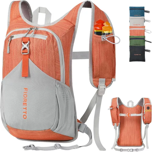 Vista 13 de FIORETTO Mochila de 15L para senderismo para mujeres y hombres, mochila mini plegable, mochila ligera pequeña para acampar, viajar, actividades al
