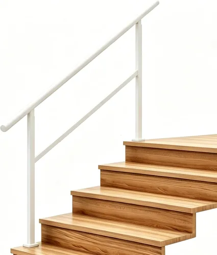 Vista 41 de Metty - Barandillas metálicas de 3 escalones para escalones al aire libre Blanco