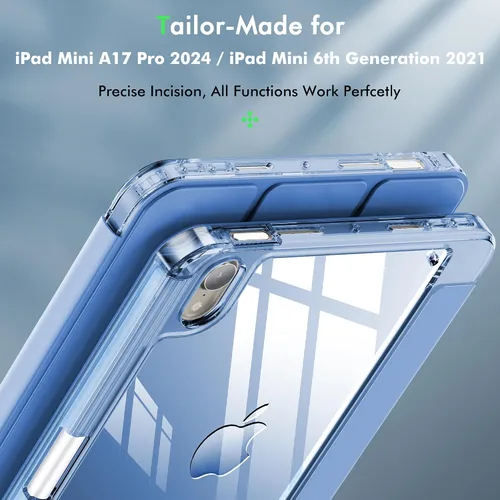 Vista 7 de INFILAND Funda para iPad mini 7, iPad mini 7ª (A17 Pro)/6ª generación de 8.3 pulgadas 2024/2021, parte trasera transparente y funda protectora