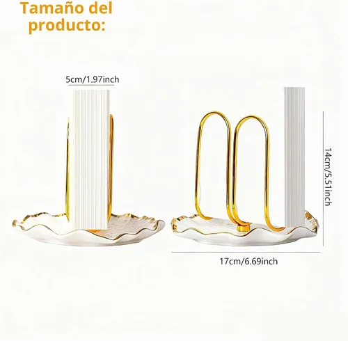 Vista 5 de Servilletero Moderno de Pie para Mesa, Servilleteros de Cerámica Dorados para Navidad, Servilleteros de Papel, Dispensador de Servilletas de Navidad