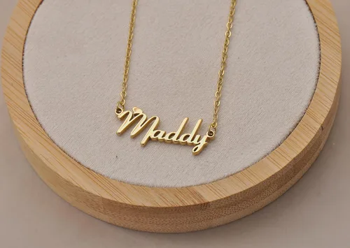 Vista 2 de Aoloshow Collar personalizado con nombre y pulsera hecha a medida con cualquier nombre, joyería de acero inoxidable para mujeres y mamás