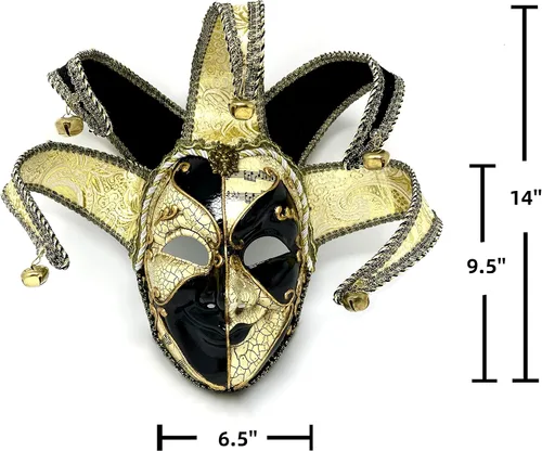 Vista 2 de Máscara veneciana para disfraz de mascarada, máscaras de bufón para baile Holloween Mardi Gras fiesta de cosplay