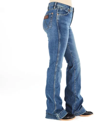 Vista 3 de Wrangler Pantalones de mezclilla retro de tiro alto para mujer, corte de bota, color oscuro