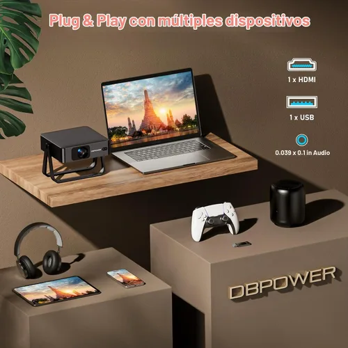 Vista 9 de [Ultradelgado de 1.97 pulgadas Enfoque automático Aplicaciones integradas Soporte de 360°] Mini proyector inteligente con WiFi y Bluetooth