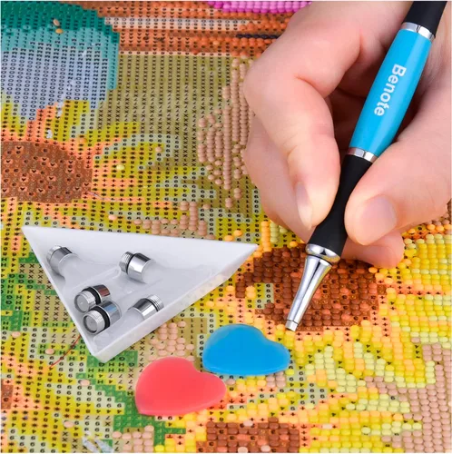 Vista 7 de benote Bolígrafo ergonómico de pintura de diamante con doble punta de rosca de metal de goma, bolígrafo redondo y cuadrado para arte, manualidades