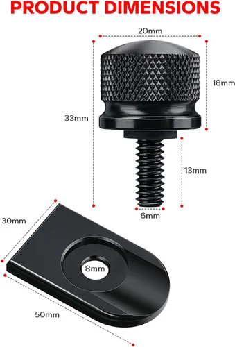 Vista 6 de Amazicha Cubierta de perilla de montaje de tornillo de lengüeta negra para Harley Touring 1996-2026
