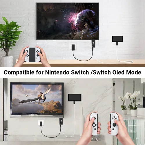 Vista 2 de Boreguse Switch Dock para Nintendo Switch DockNintendo Switch OLED Dock, 1.8M6FT Switch HDMI para Nintendo SwitchSwitch OLED, adaptador de TV tipo C