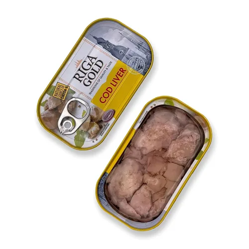 Vista 3 de Riga Gold Hígado de bacalao en aceite propio 4.27 oz/ 121g de Islandia (paquete 3)
