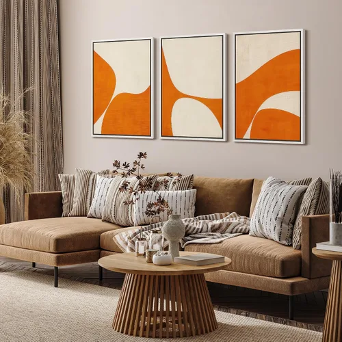 Vista 121 de SIGNFORD - Set de obras de arte en lienzo enmarcado para pared, ilustraciones abstractas de neblina del desierto en tonos neutros beige y marrón