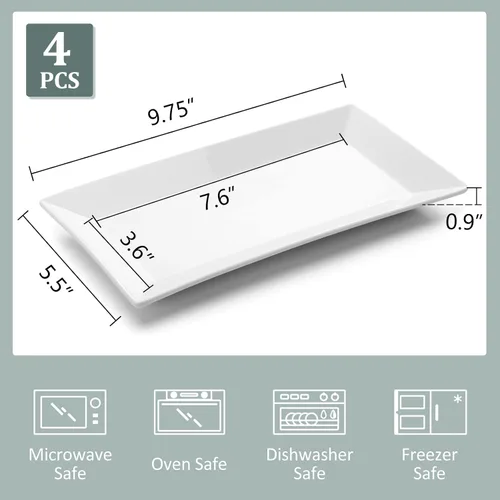 Vista 6 de Platos de cena rectangulares de porcelana Platos de cena cuadrados de porcelana